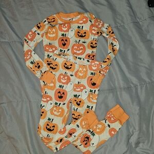 Place Orange Pumpkin and Ghost Kids Footie Pajamas Unisex